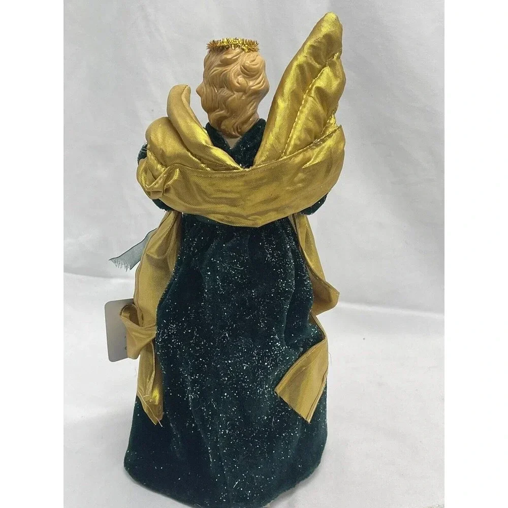Christmas House Angel Tree Top Green Dress 11” Vintage RARE